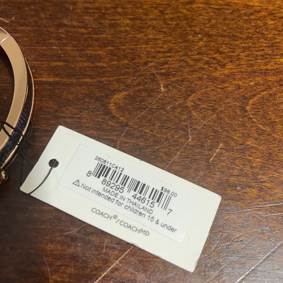 COACH Rose Gold Midnight Signature Push Hinged Bangle Bracelet - Picture 3 of 5